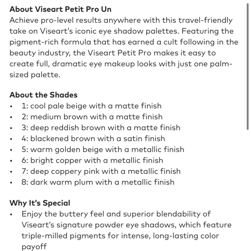 Viseart Petit Pro Un 1 Eyeshadow Palette BNIB